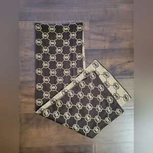 Michael Kors Reversible Monogram MK Logo Knit Scarf Tan/Brown